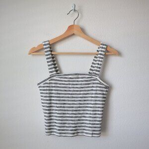 American Eagle Ribbed Square Neck Striped Tank Top | S